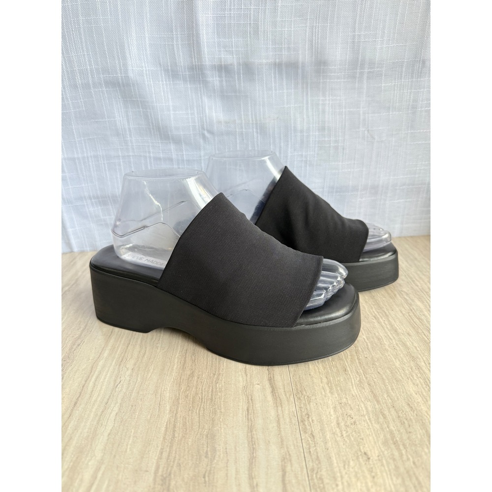 Steve Madden Black Platform Slide Sandals